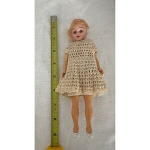 Vintage Doll Blue Eyes‎ Crochet Dress 8 inch Collectible Toy